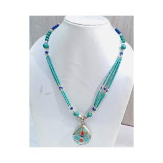 Bead necklace with pendant NWM-03
